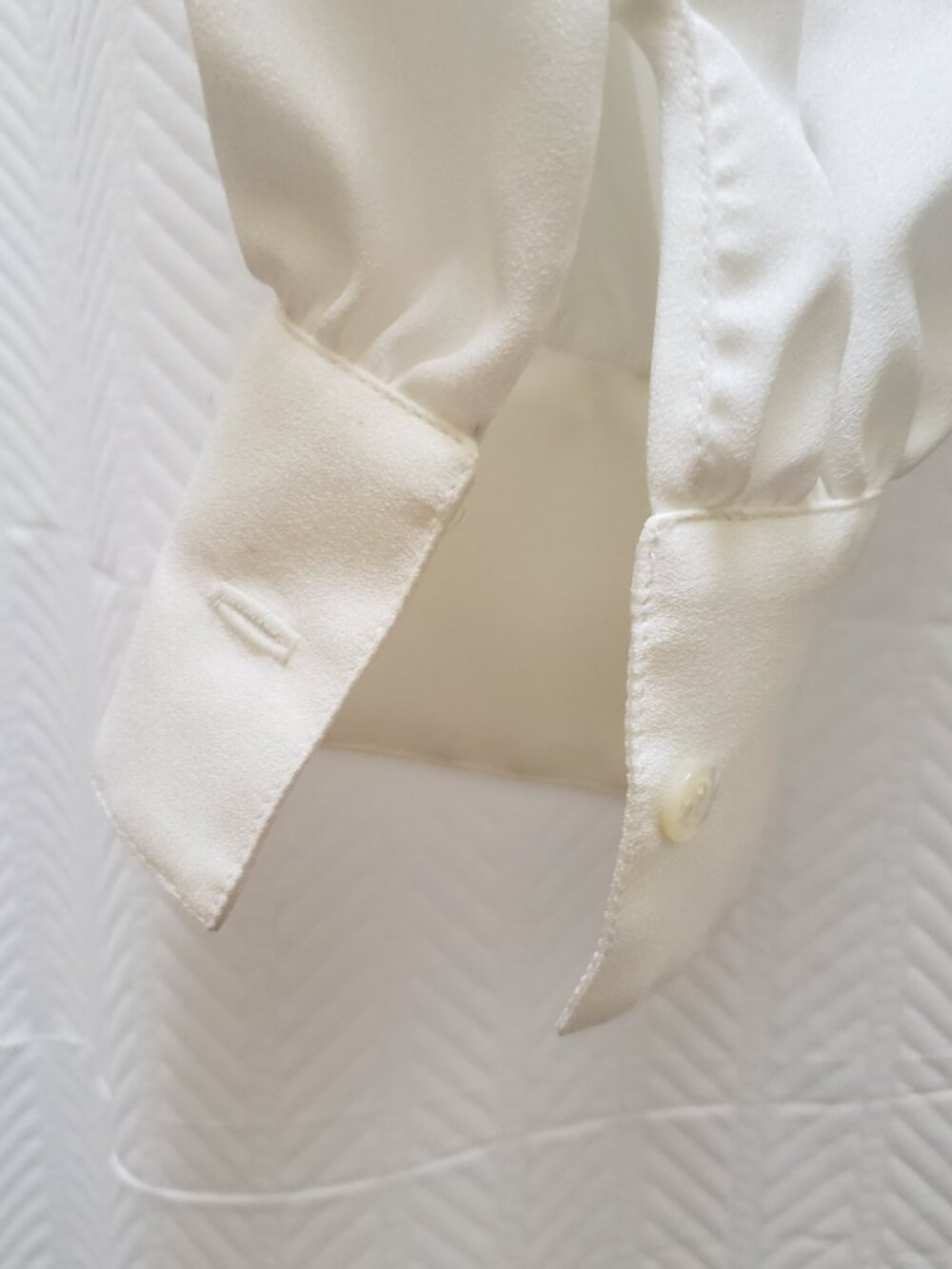 Vintage Frill  Button up Blouse White Made in France EU 42N Ruffle Poet Girlhood - Picture 11 of 16